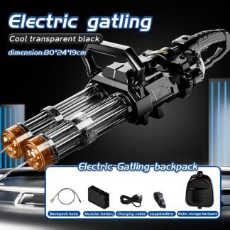Double-Barrel Gatling – Full-Auto Water Blaster with Rotating Barrels & LED Strobe