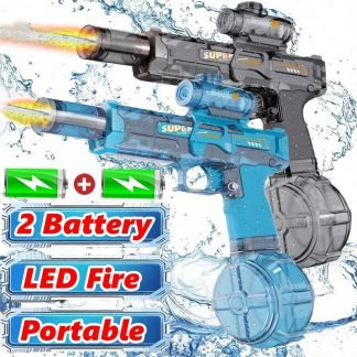 Electric Water Blaster Gun Children Automatic Water Pistol WaterGun with Led Light Summer Outdoor Game Party Toy for Adults Kids