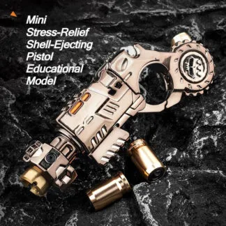 Alloy Launcher Shell-Ejecting Toy Gun Set Portable Stress Relief Sensory Fidget Toy Finger Spinning Top Desk Gadget Boys Gift